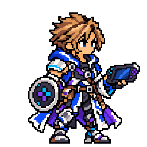 Pixel-art fantasy character representing Bazzite: The Player.