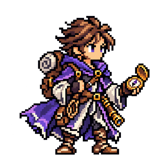 Pixel-art fantasy character representing EndeavourOS: The Explorer.