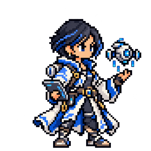 Pixel-art fantasy character representing Fedora Workstation: The Vanguard.