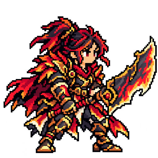 Pixel-art fantasy character representing Garuda Linux: The Berserker.