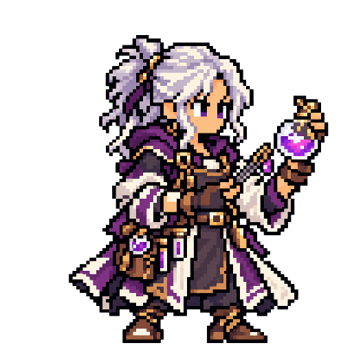 Pixel-art fantasy character representing Gentoo: The Alchemist.