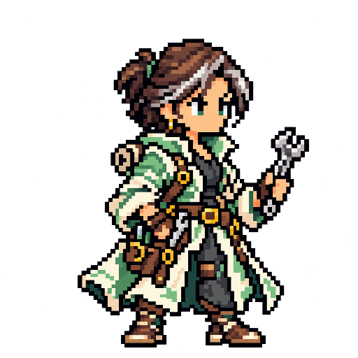 Pixel-art fantasy character representing Linux Mint: The Pragmatist.