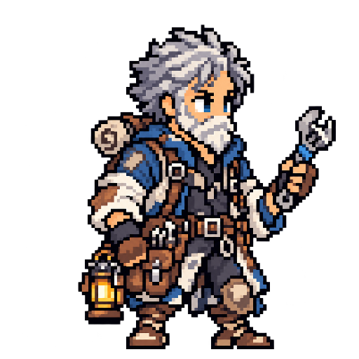 Pixel-art fantasy character representing MX Linux: The Survivor.