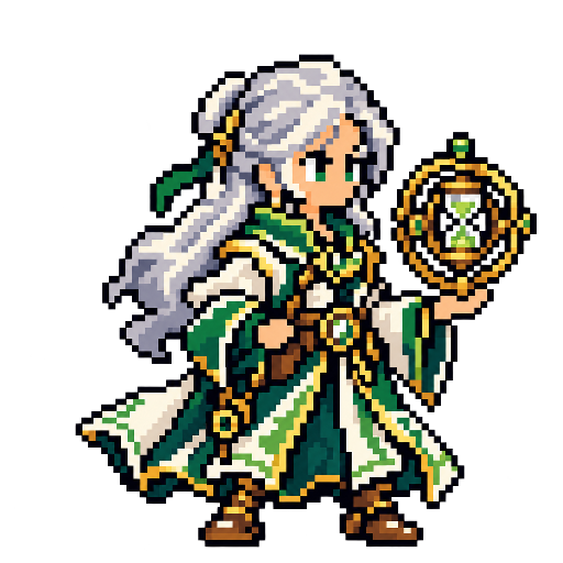 Pixel-art fantasy character representing openSUSE Aeon: The Timekeeper.