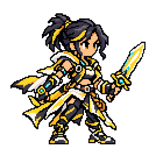 Pixel-art fantasy character representing PikaOS: The Challenger.