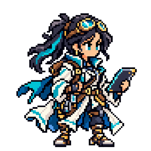 Pixel-art fantasy character representing Pop!_OS: The Pilot.