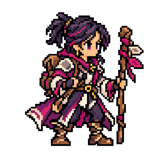 Pixel-art fantasy character representing Rhino Linux: The Trailblazer.