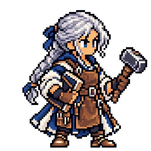 Pixel-art fantasy character representing Slackware: The Traditionalist.