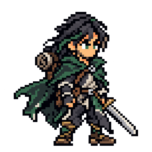 Pixel-art fantasy character representing Void Linux: The Wanderer.